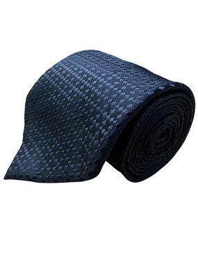 Henry Jacobson Mens Black 100% Silk Checkered Pattern Tie Elegant Neckwear